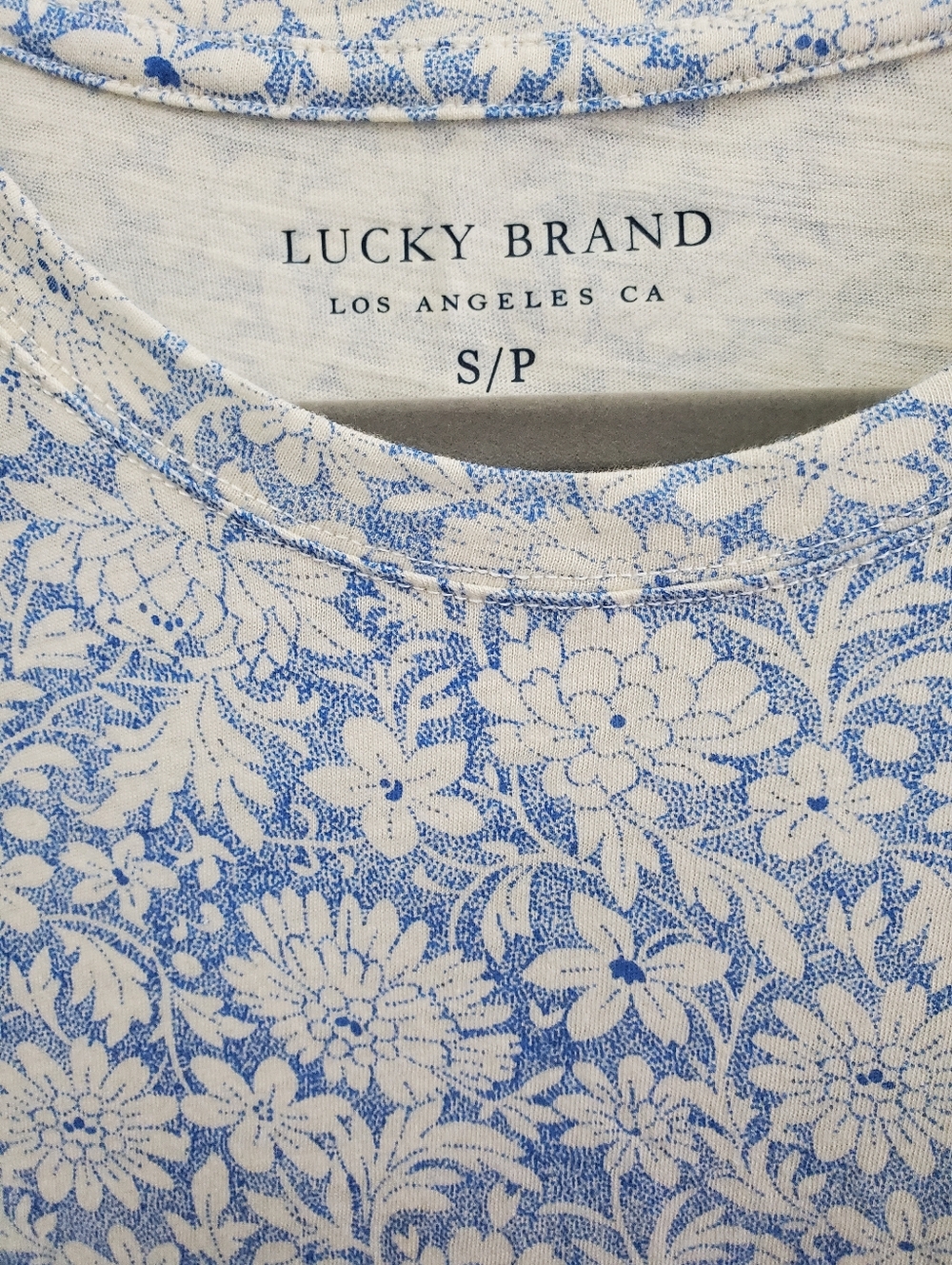 Lucky Brand Light Blue and White Floral Tee - Picture 2 of 3